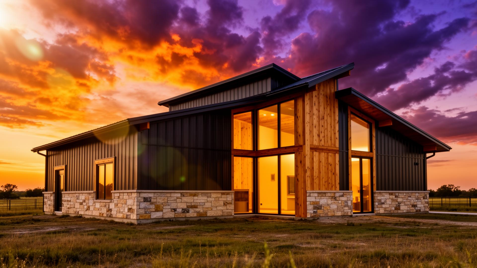 Illustrative building concept — AI-generated, not a completed Outlaw Building Co. project AI-generated illustration: Custom building design concept. Not a completed Outlaw Building Co. project.